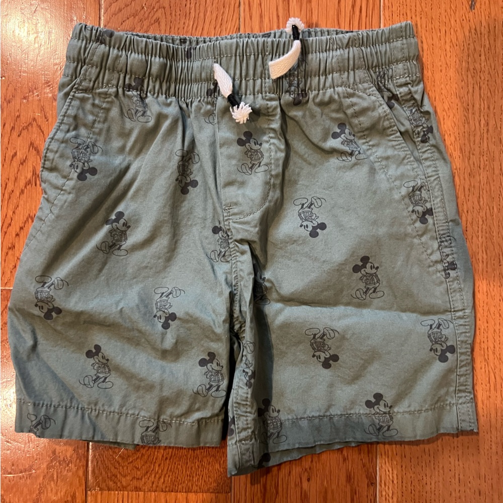 GAP Disney Olive Green Mickey Mouse Print Drawstring Shorts